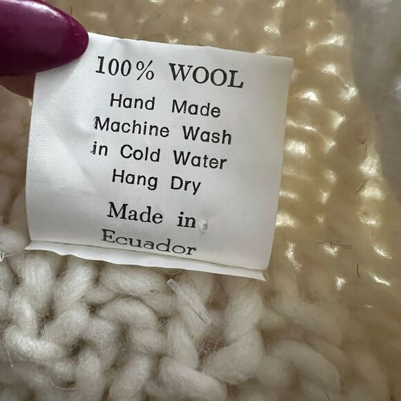 VTG Handmade Wool Fisherman Zip Sweater Unisex L/XL Chunky Knit Aran Cardigan - Picture 9 of 9